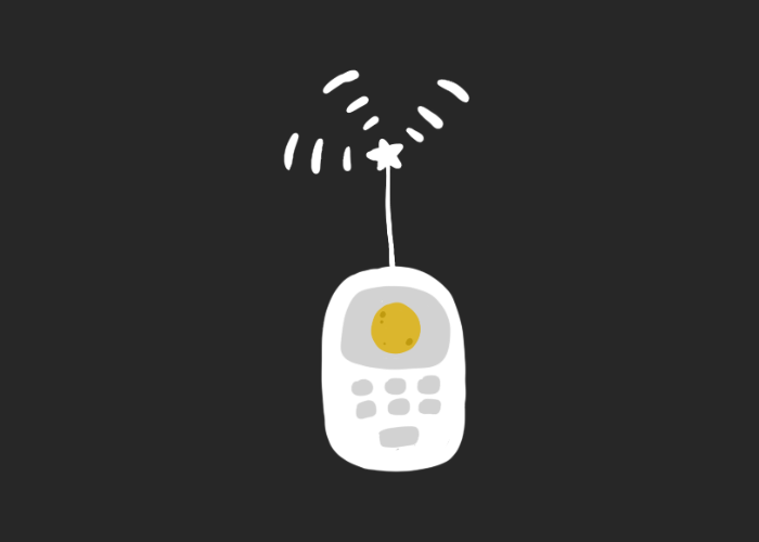 Illustration of a walkie talkie with a moon on its screen.