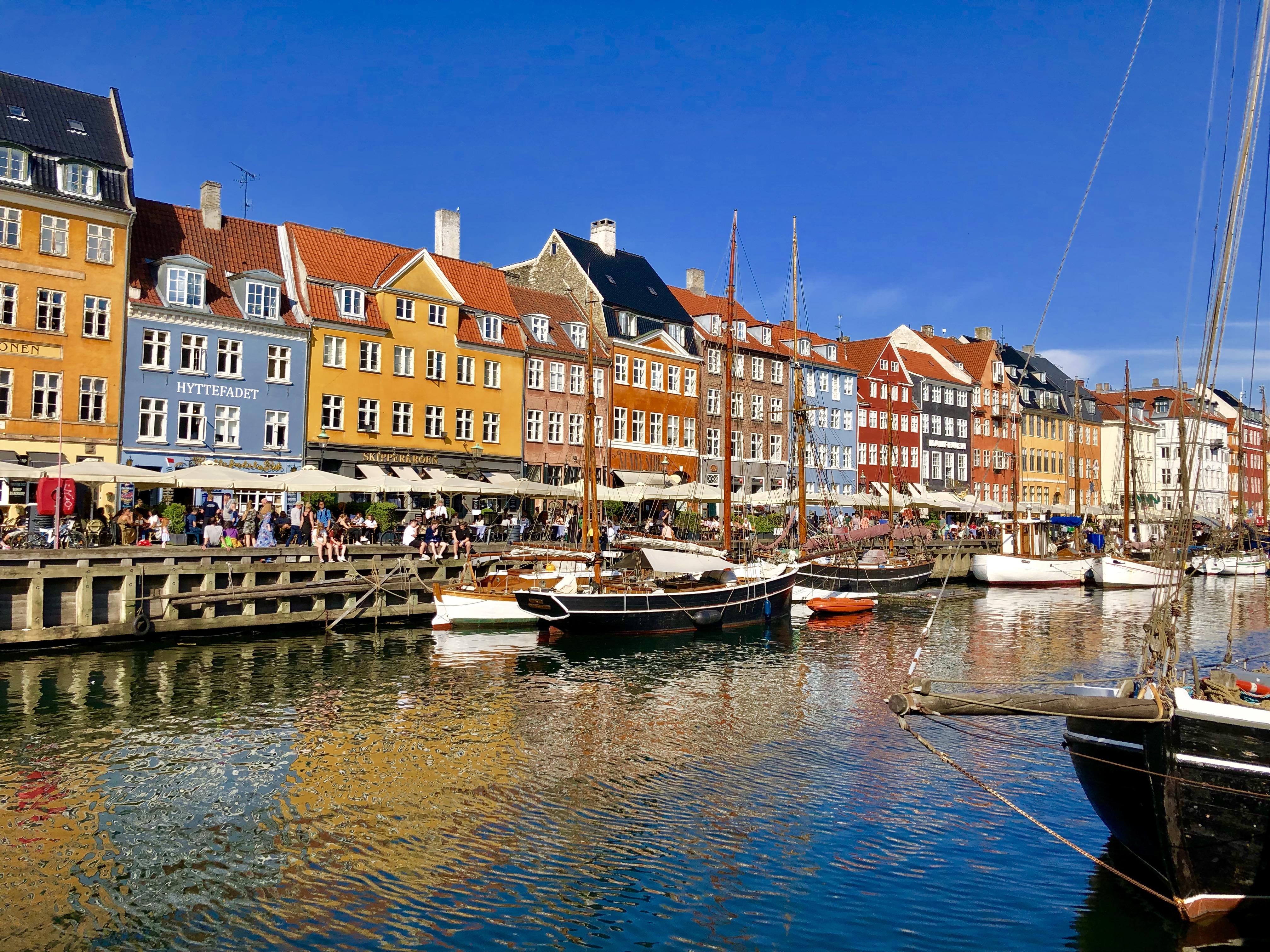 The colorful houses in Nyhavn, Denmark.